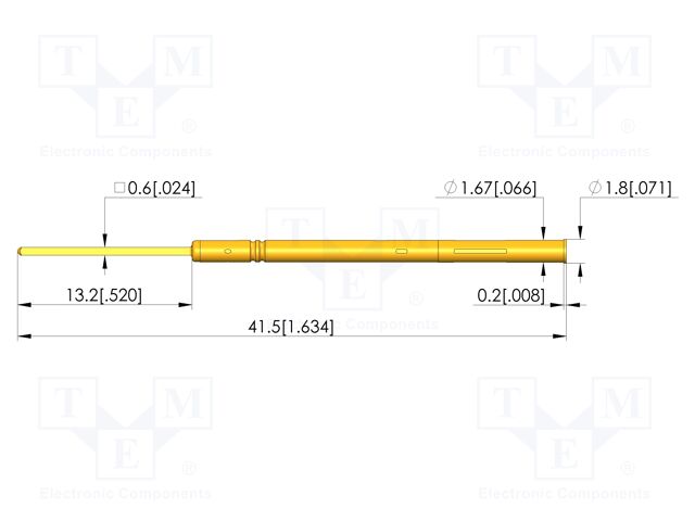 Test probe socket; gold-plated; KS-100; 41.5mm; test needles