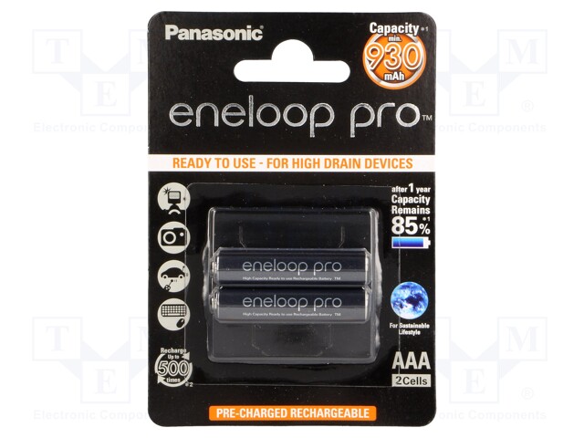 Re-battery: Ni-MH; AAA; 1.2V; 930mAh; ENELOOP PRO; Ø10.5x44.5mm