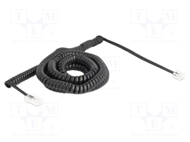 Cable: telephone; coiled; RJ11 plug,RJ45 plug; black; 32AWG
