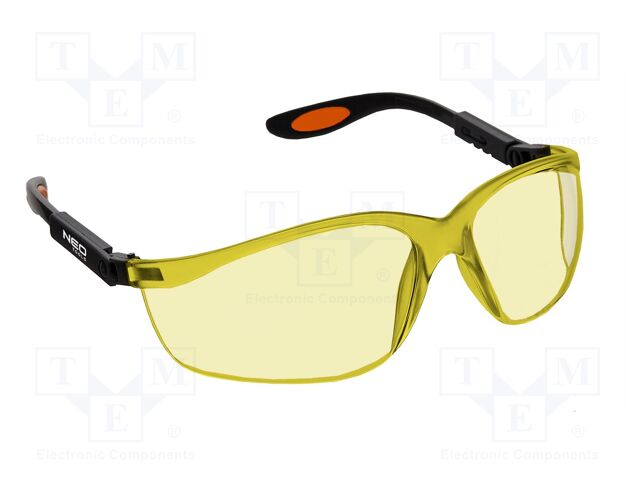 Safety spectacles; Lens: yellow; nylon,polycarbonate