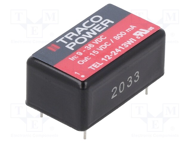Converter: DC/DC; 12W; Uin: 9÷36V; Uout: 15VDC; Iout: 800mA; DIP16