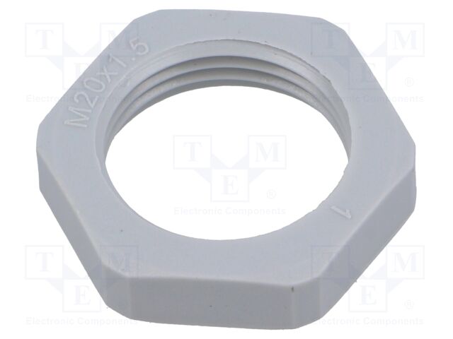 Nut; M20; 26mm; light grey; -40÷100°C; Thread: metric; Pitch: 1.5