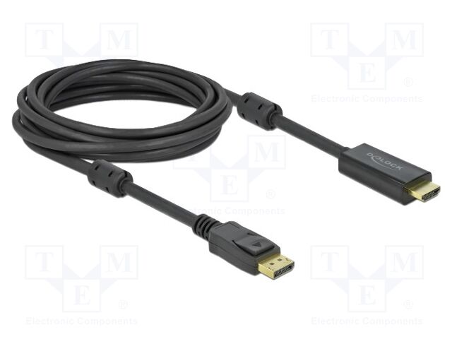Cable; DisplayPort plug,HDMI plug; Len: 5m; black; 28AWG; black