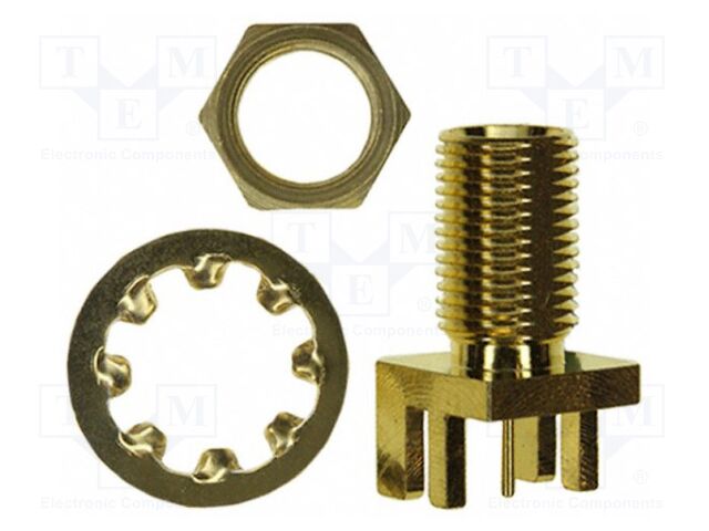 Socket; MCX; female; card edge,with long thread; 50Ω; on PCBs