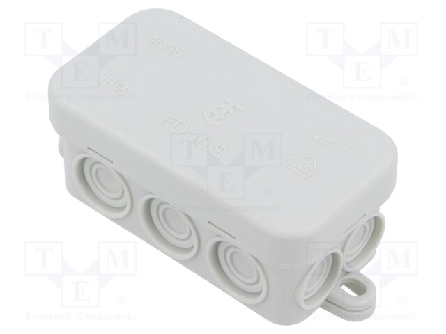 Enclosure: junction box; X: 43mm; Y: 80mm; Z: 36mm; IP55; light grey