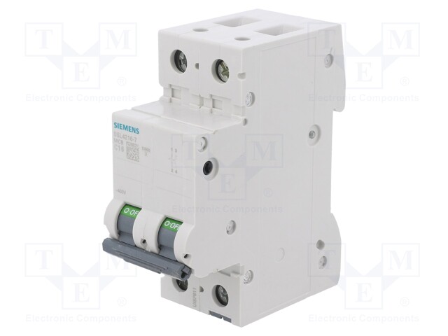 Circuit Breaker, MCB, 5SL4, 2P, 10 kA, 400 V, 16 A