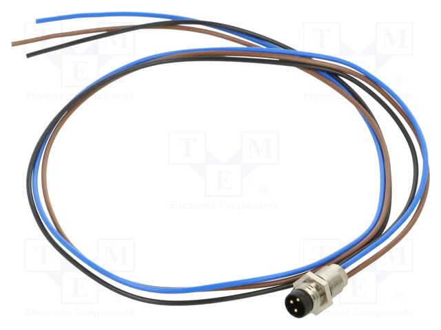 Connector: M8; male; PIN: 3; straight; for cable; plug; 4A; 60V