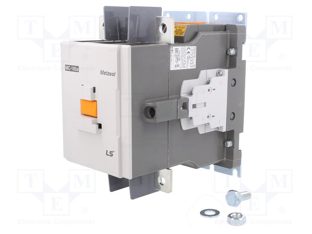 Contactor: 3-pole; NO x3; Auxiliary contacts: NO x2 + NC x2; 185A