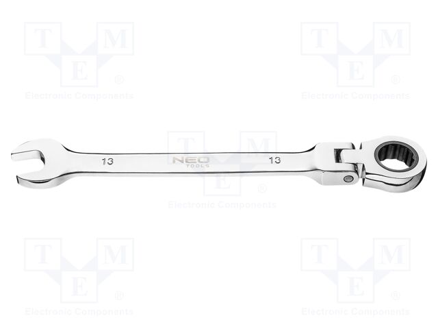 Wrench; combination spanner,with ratchet,with joint; 13mm