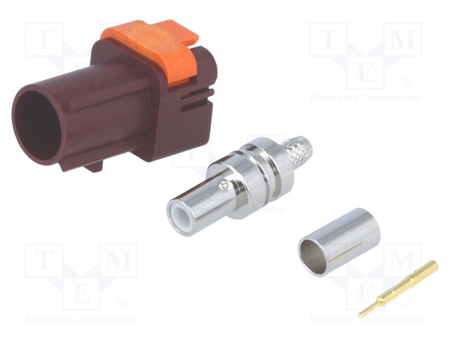 Plug; FAKRA II SMB; male; straight; RG174,RG316; crimped; claret