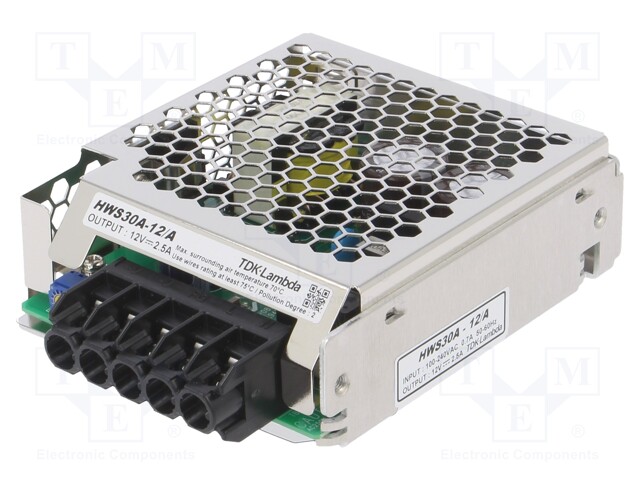 Power supply: industrial; single-channel,universal; 12VDC; 2.5A