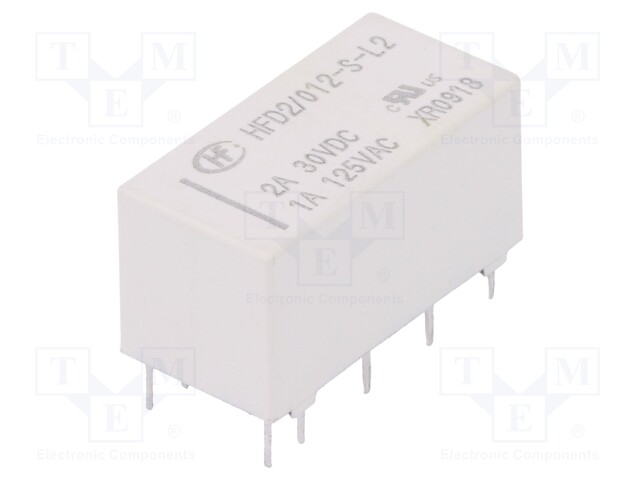 Relay: electromagnetic; DPDT; Ucoil: 12VDC; 1A/125VAC; 3A/30VDC; 3A