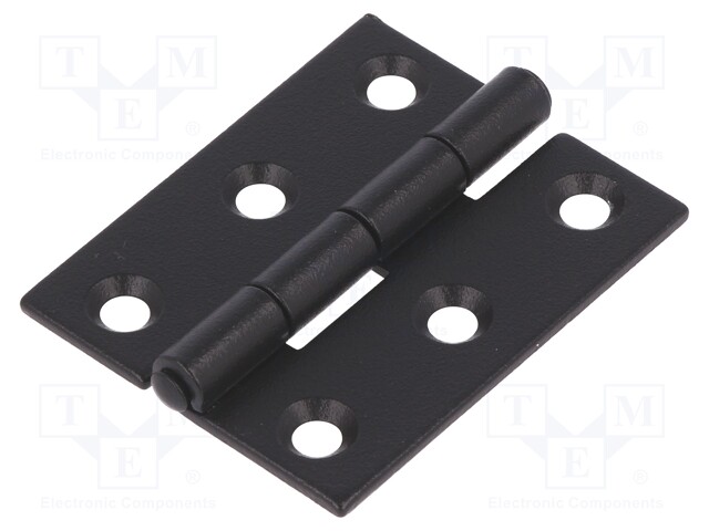 Hinge; Width: 40mm; zinc-plated steel; black; H: 50mm; Holes no: 6
