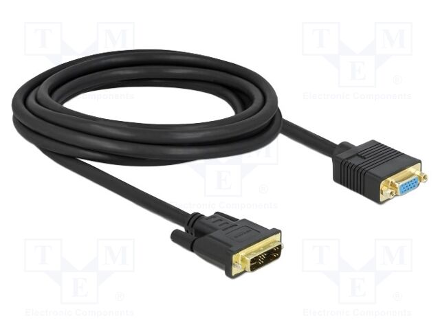 Cable; DVI-A (12+5) plug,VGA female; single link; Len: 3m; black