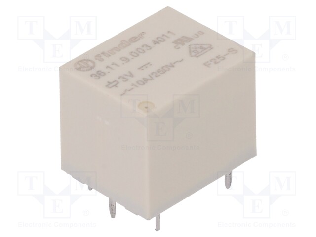 Relay: electromagnetic; SPDT; Ucoil: 3VDC; 10A/250VAC; 10A/30VDC