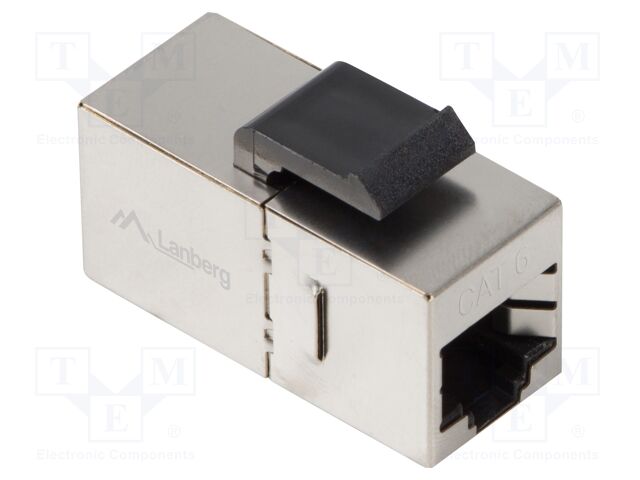 RJ 45 coupler; silver; Cat: 6; RJ45 socket,both sides; 8p8c
