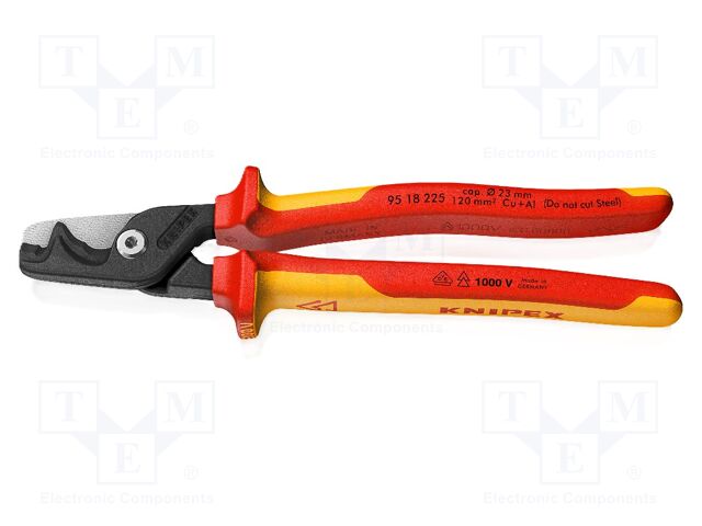 Cutters; insulated; for cables; 225mm; Blade: about 56 HRC