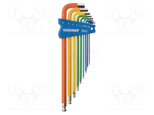 Wrench-set; hex key,spherical; 9pcs.