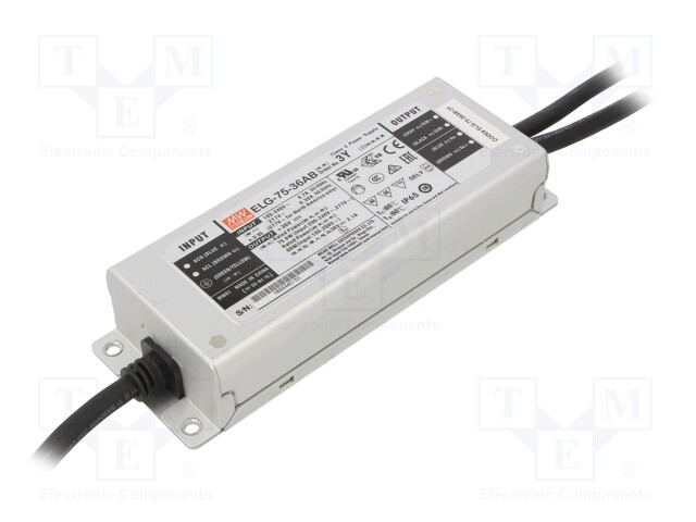 Power supply: switched-mode; LED; 75.6W; 36VDC; 32.4÷39.6VDC; IP65