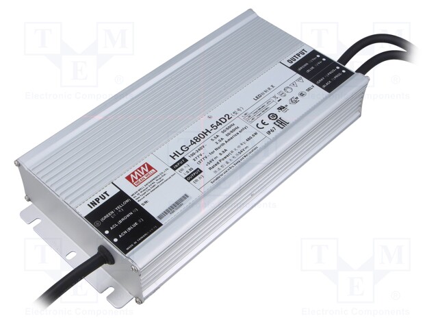 Power supply: switched-mode; LED; 480.6W; 54VDC; 8.9A; 90÷305VAC