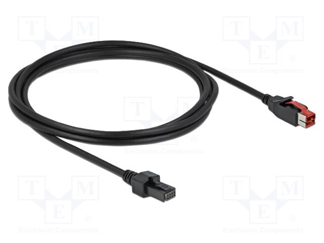 Cable; 2x4pin plug,PoweredUSB plug; 2m; black; 20AWG,26AWG; 24V