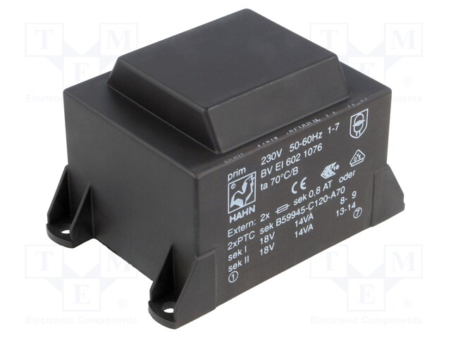 Transformer: encapsulated; 28VA; 230VAC; 18V; 18V; 778mA; 778mA