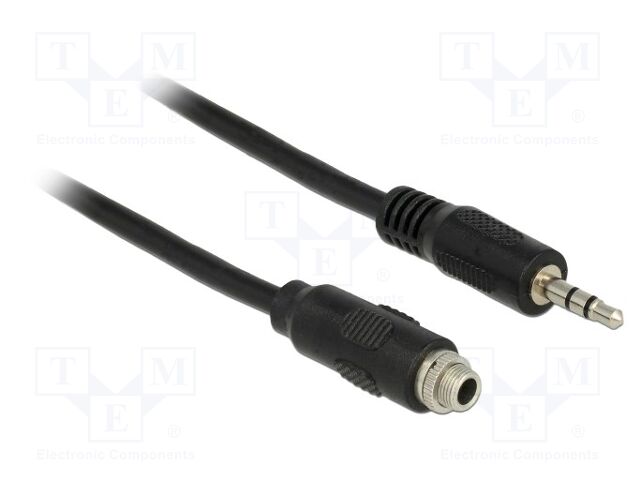 Cable; Jack 3.5mm 3pin socket,Jack 3.5mm 3pin plug; 1m; black