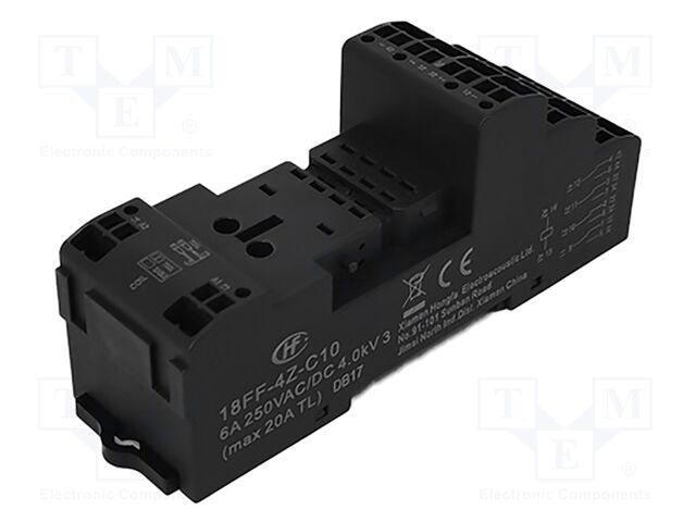 Socket; PIN: 14; 6A; 250VAC; for DIN rail mounting; spring clamps