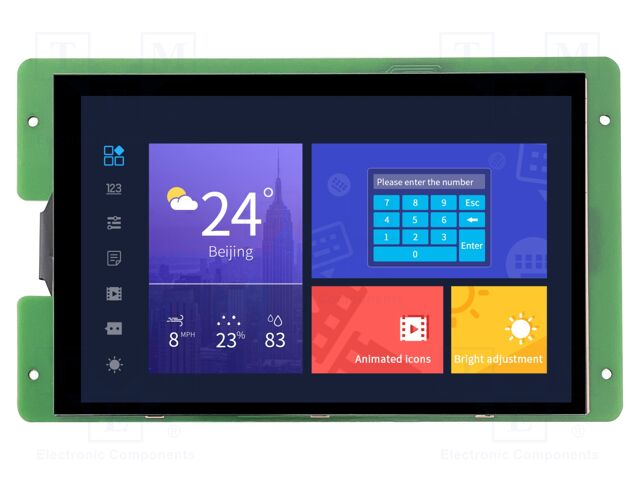 Display: TFT; 7"; 1280x800; Illumin: LED; 16MBFLASH; RGB; 300cd/m2