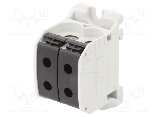 Splice terminal: rail; STB; 50mm2; ways: 1; terminals: 4; black; TS35