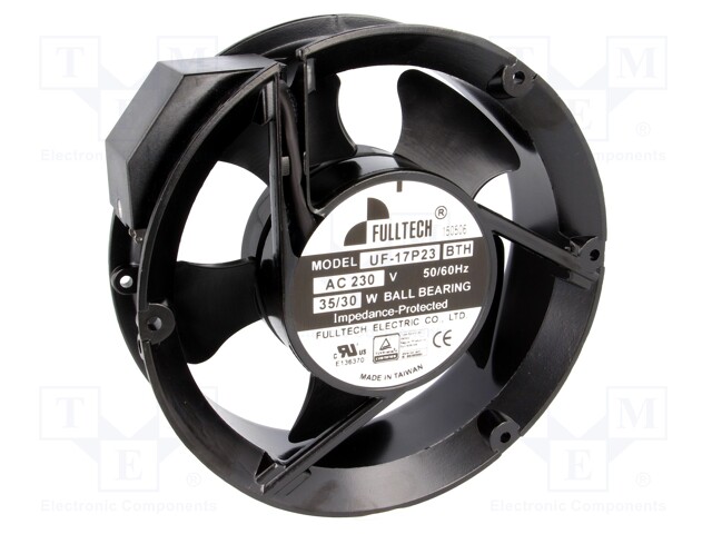 Fan: AC; axial; 230VAC; 172x172x51mm; 289m3/h; 49dBA; ball bearing