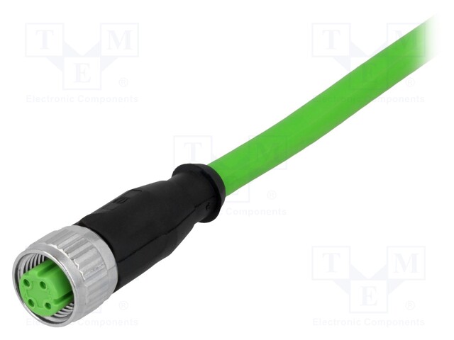 Plug; M12; PIN: 4; female; D code-Ethernet; 10m; Insulation: TPU