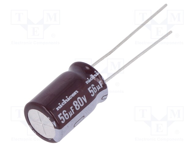 Capacitor: electrolytic; low impedance; THT; 56uF; 80VDC; Ø10x15mm