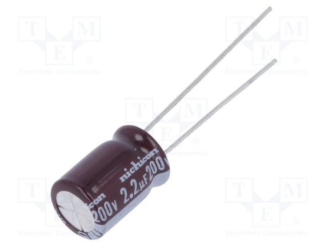 Capacitor: electrolytic; low impedance; THT; 2.2uF; 200VDC; ±20%