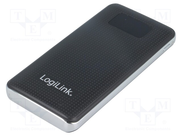 Re-battery: powerbank; 10000mAh; 2.1A; Out: USB; Colour: black; 5VDC
