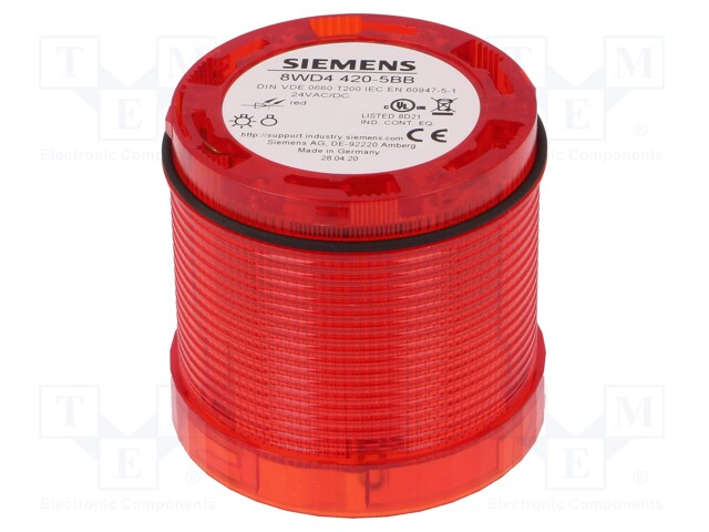 Signaller: lighting; LED; red; Usup: 24VDC; Usup: 24VAC; IP65