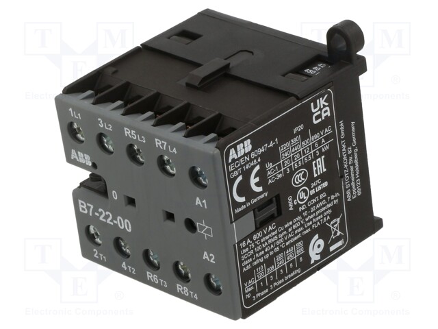 Contactor: 4-pole; NC x2 + NO x2; 42VAC; 7A; DIN,on panel; B7