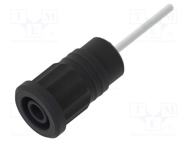 Connector: 4mm banana; socket; 36A; black; nickel plated; 44.5mm