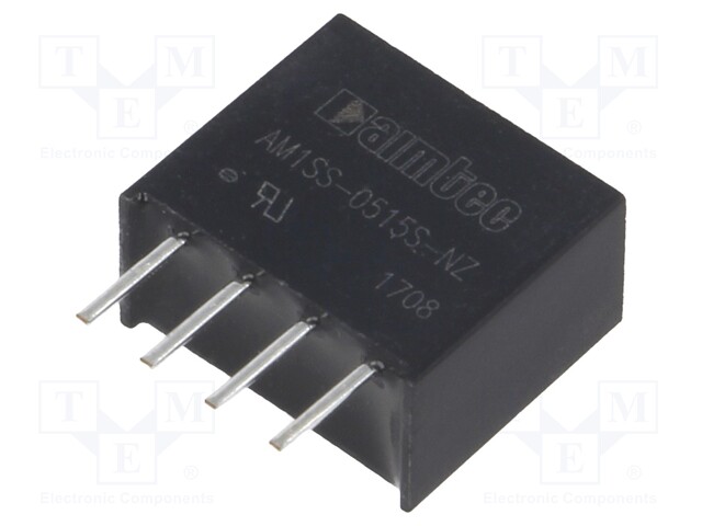 Converter: DC/DC; 1W; Uin: 4.5÷5.5V; 15VDC; Iout: 67mA; SIP4; 1.2g