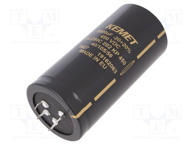 Capacitor: electrolytic; 2mF; 450VDC; ESR: 84mΩ; SNAP-IN; ±20%