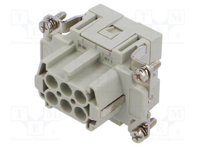 Connector: HDC; contact insert; female; CSE; PIN: 6; 6+PE; 16A; 600V