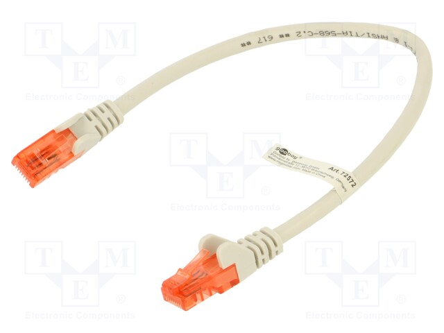 Patch cord; U/UTP; 6; stranded; CCA; PVC; grey; 0.25m; 24AWG