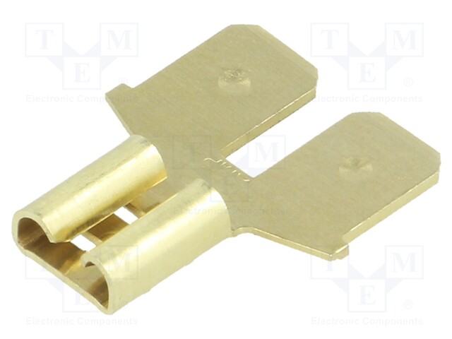 Terminal: flat; 6.3mm; 0.8mm; 1 x female,2 x male; unplated; brass