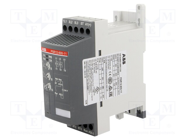 Module: soft-start; Usup: 208÷600VAC; DIN; 24VDC; 5.5kW; 1÷20/0÷20s