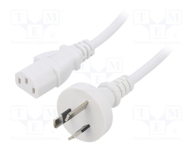 Cable; AS/NZS 3112 (I) plug,IEC C13 female; PVC; 1.8m; white