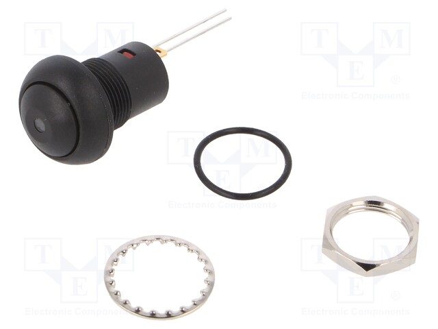 Switch: push-button; Pos: 2; SPST-NO; 0.4A/32VAC; 0.1A/50VDC; green