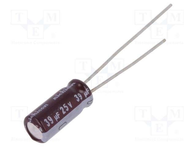 Capacitor: electrolytic; low impedance; THT; 39uF; 25VDC; Ø5x11mm