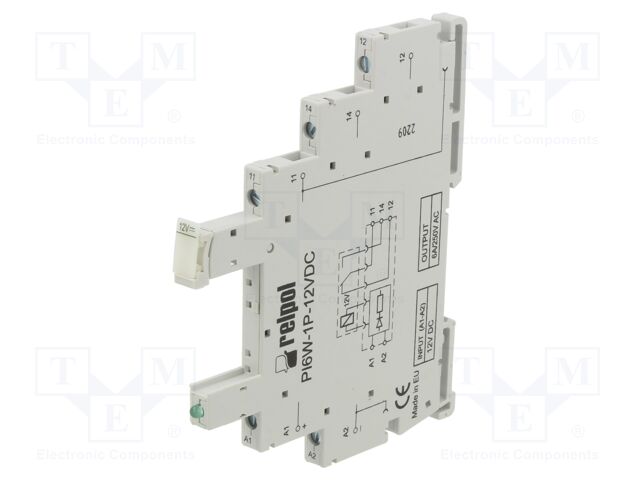 Socket; 6A; for DIN rail mounting; IP20; 98.5x6.2x85.5mm; 12VDC