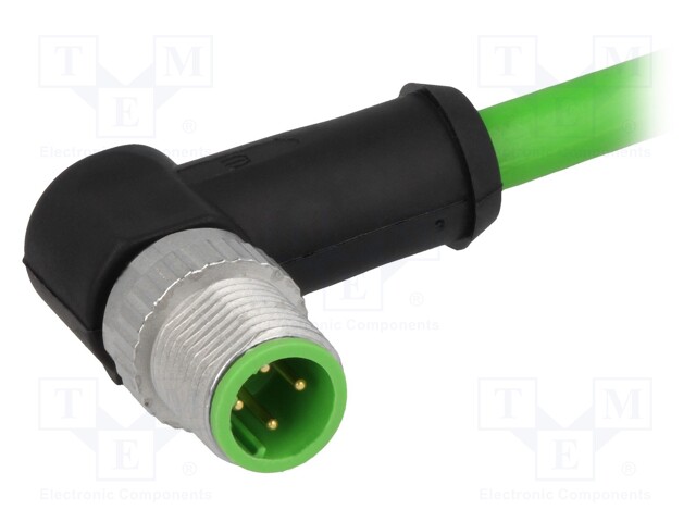 Plug; M12; PIN: 4; male; D code-Ethernet; 1m; Insulation: PVC; cables