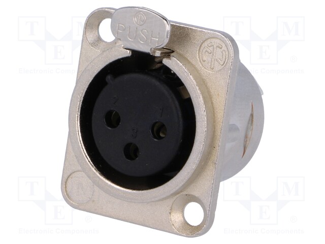 Socket; XLR; female; PIN: 3; flange (2 holes),for panel mounting